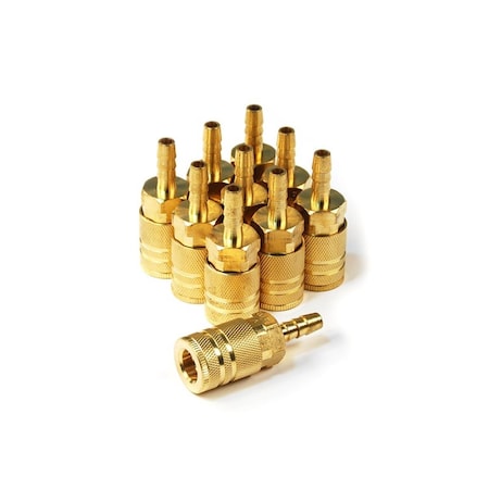 Tinkertools 0.25 x 0.25 in. STD Hose Barb 6-Ball Industrial Coupler, Brass, 10PK TI2637534